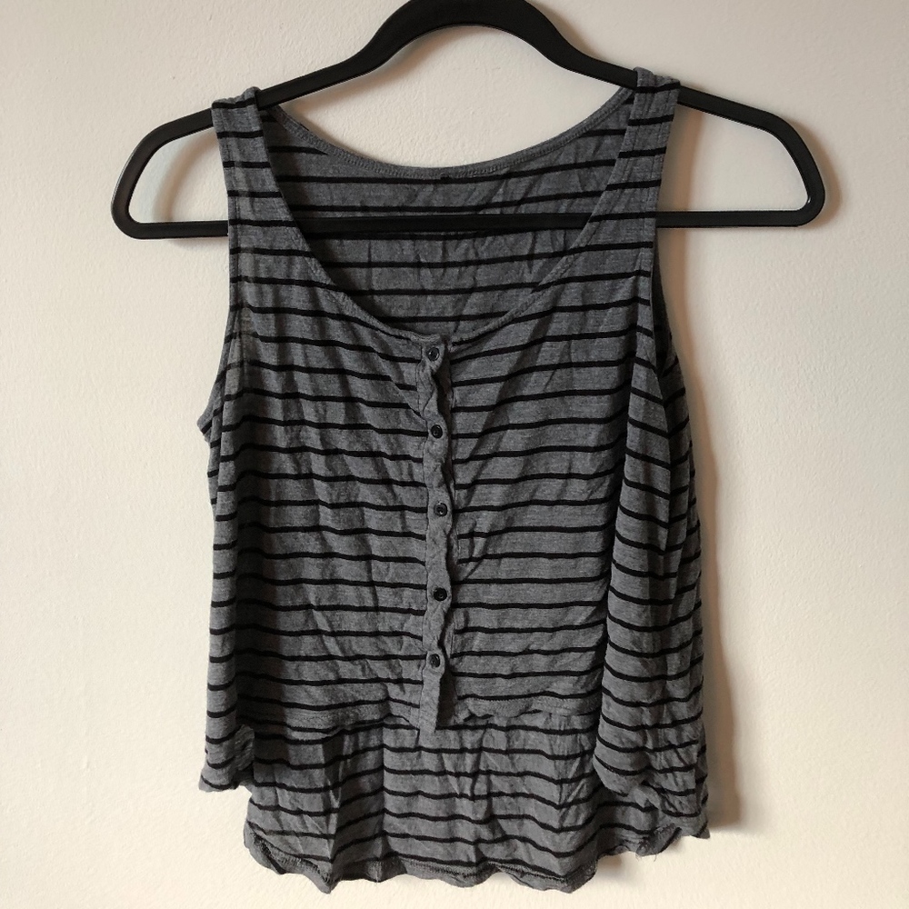 Gray and Black High-Low Tank Top